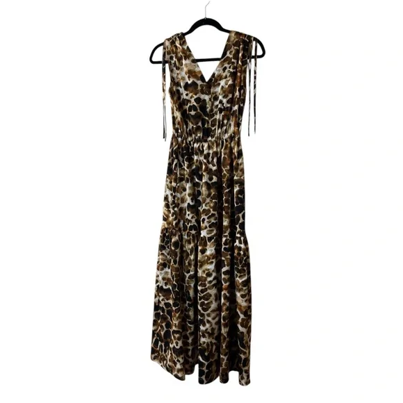 Calvin Klein Animal Print Tie Shoulder Maxi Dress Sz 4 - Picture 8 of 13